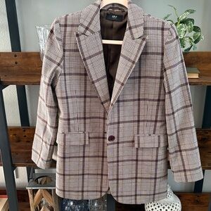 Able Plaid Sport Coat in Brown and Cream